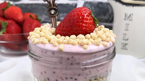 Aardbei chia pudding met Whey Protein